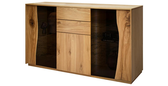 SIDEBOARD 137,7/79,3/43,8 cm  - Wildeiche/Grau, MODERN, Glas/Holz (137,7/79,3/43,8cm) - Moderano