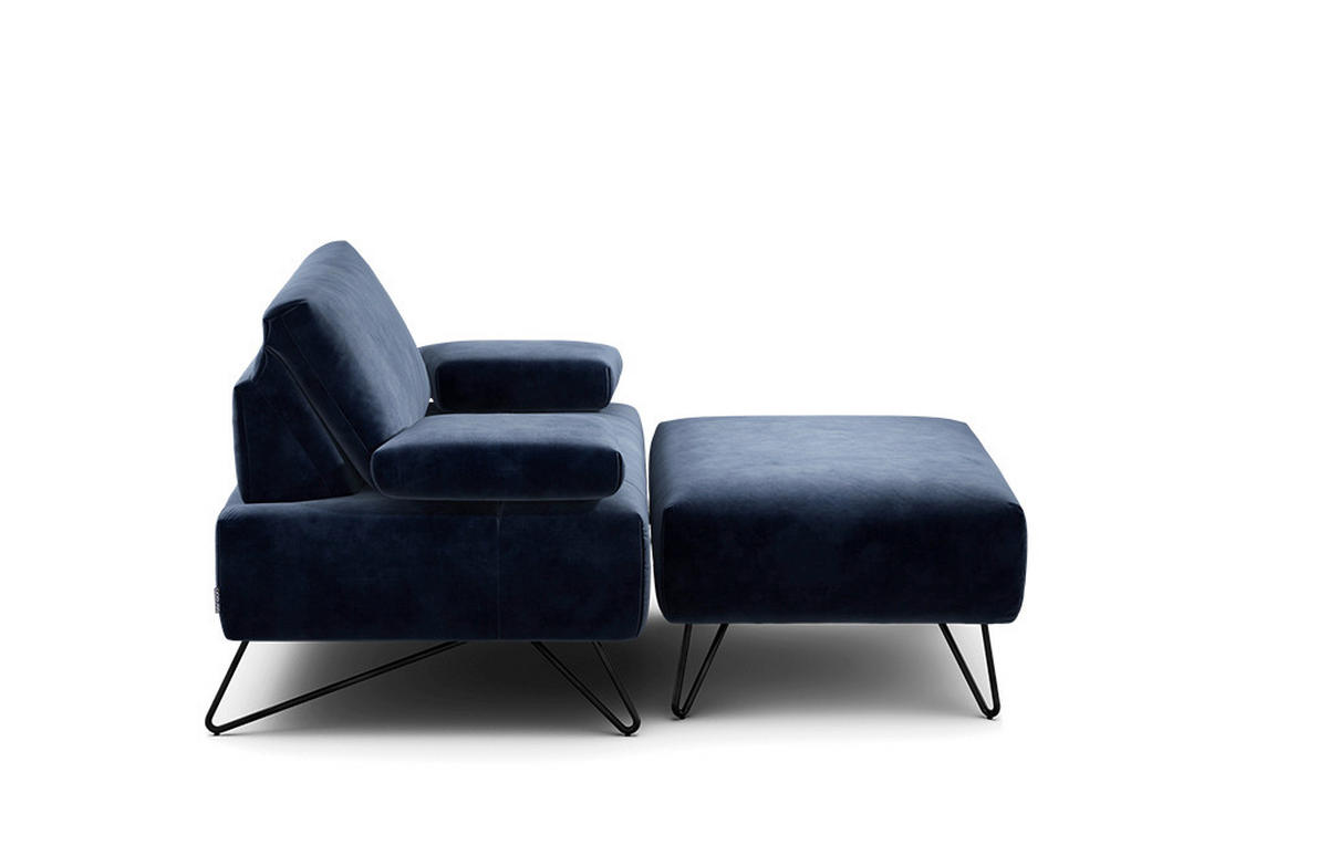 SESSELSET Samt Armteilverstellung    - Schwarz/Dunkelblau, Design, Textil/Metall (114-142/85/86-94cm) - SENSOO