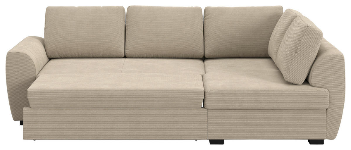 ECKSOFA Braun Cord Zierkissen, Bettkasten  - Schwarz/Braun, Trend, Kunststoff/Textil (253/154cm) - MID.YOU