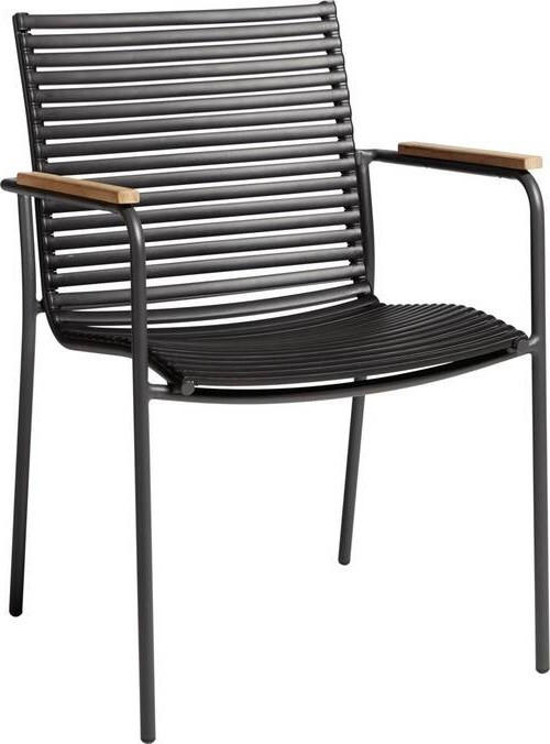 STAPELSTUHL Anthrazit, Schwarz, Teakfarben  - Anthrazit/Schwarz, KONVENTIONELL, Holz/Kunststoff (60/84/56cm) - Gardenson
