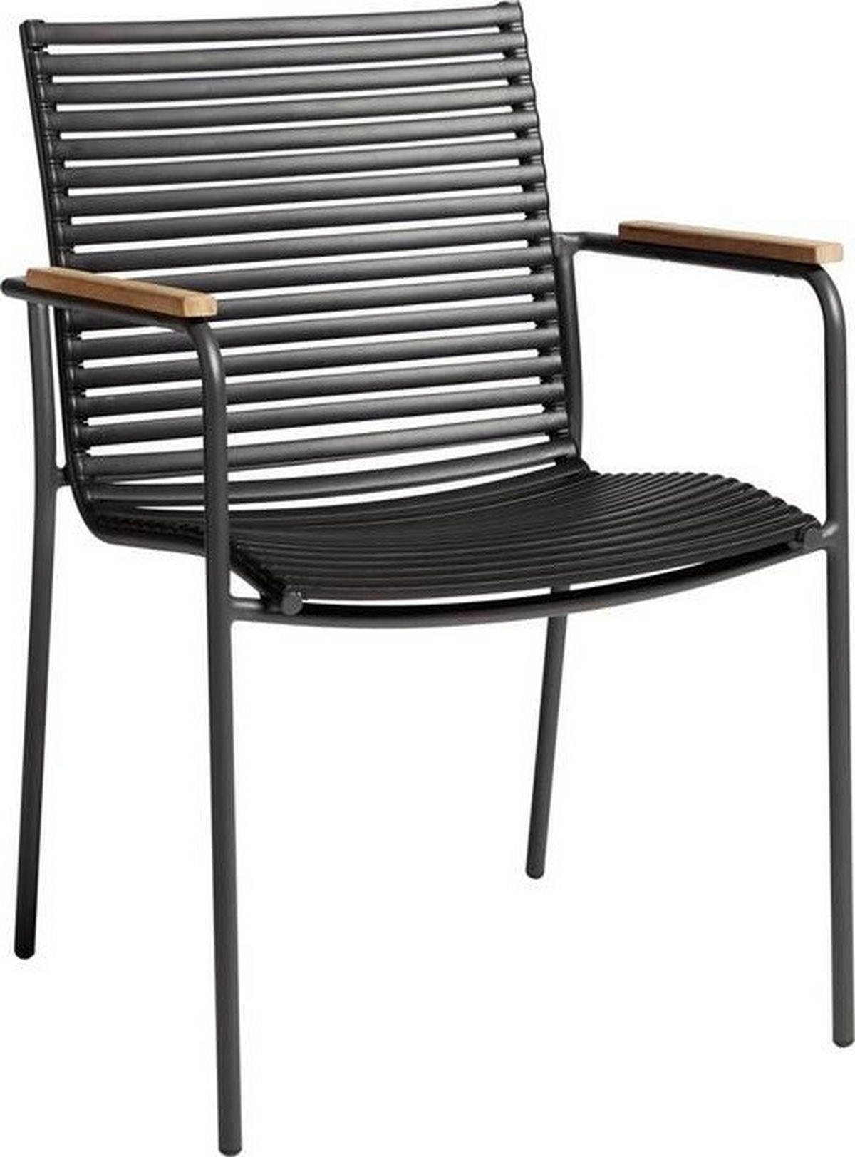 STAPELSTUHL in Kunststoff Anthrazit, Schwarz, Teakfarben  - Anthrazit/Schwarz, KONVENTIONELL, Holz/Kunststoff (60/84/56cm) - Gardenson