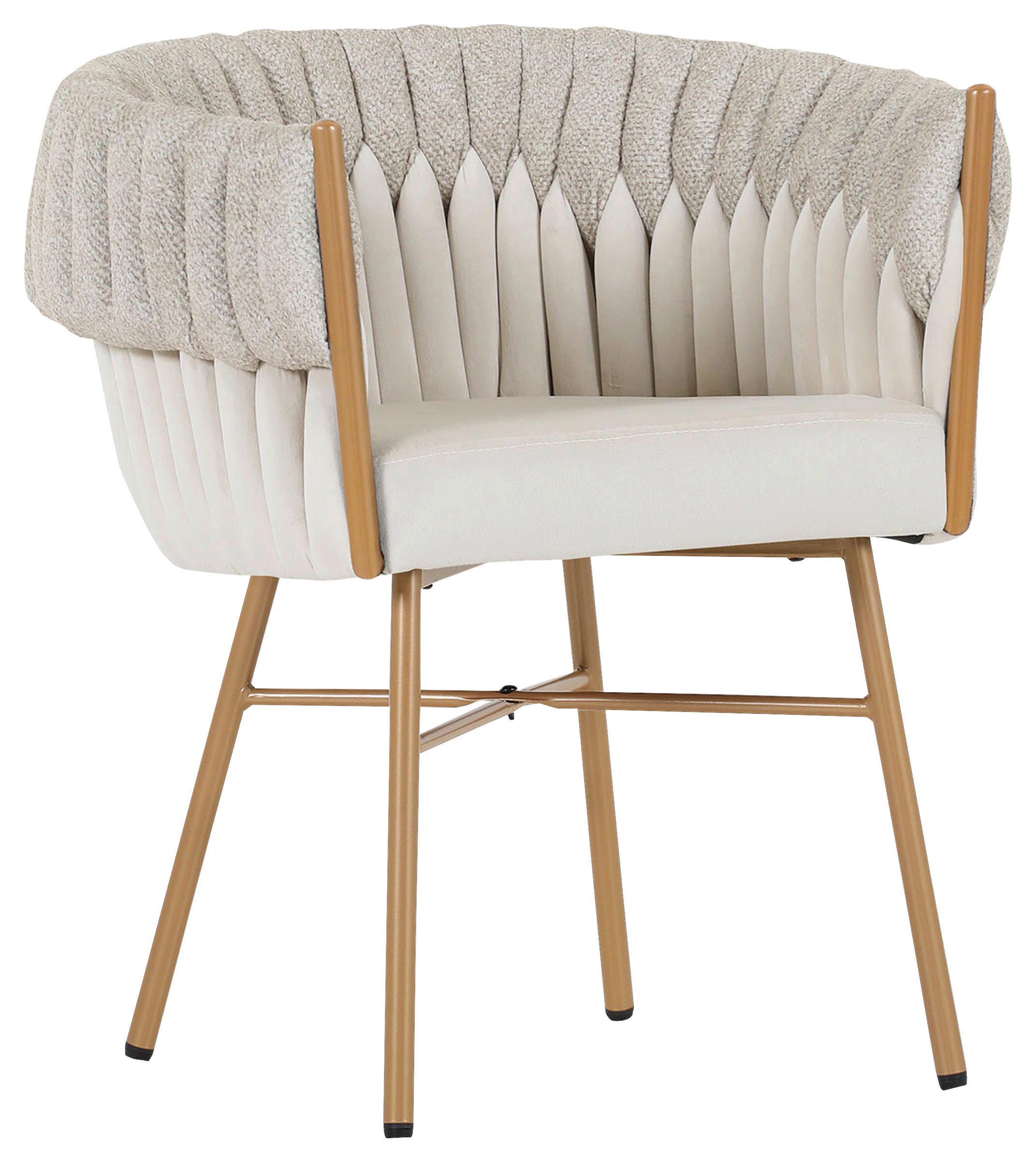 STOLIČKA S PODRÚČKAMI, zamat, velúr, béžová - zlatá/béžová, Design, kov/textil (65/76/60cm) - Ambia Home