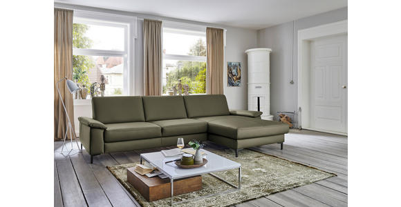 ECKSOFA in Echtleder Waldgrün 334/176 cm - Waldgrün/Schwarz, Design, Leder/Metall (334/176cm) - Dieter Knoll