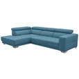 ECKSOFA  in Mikrofaser Pastellblau  207/301 cm  - Chromfarben/Pastellblau, Design, Textil/Metall (207/301cm) - Xora