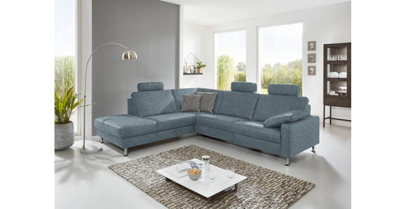 ECKSOFA in Mikrofaser Blau 242/275 cm - Blau/Alufarben, Design, Textil/Metall (242/275cm) - Dieter Knoll