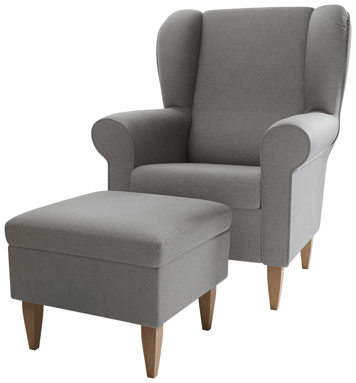 SESSELSET ASINO Struktur Hocker    - Naturfarben/Grau, KONVENTIONELL, Holz/Textil (80/102/86cm) - Livetastic