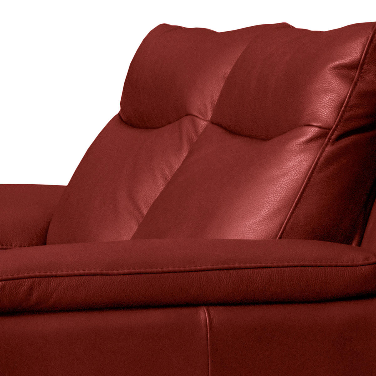 2,5-SITZER 216/95/96 cm PERLE in Echtleder Dunkelrot   - Chromfarben/Dunkelrot, Design, Leder/Metall (216/95/96cm) - Livetastic