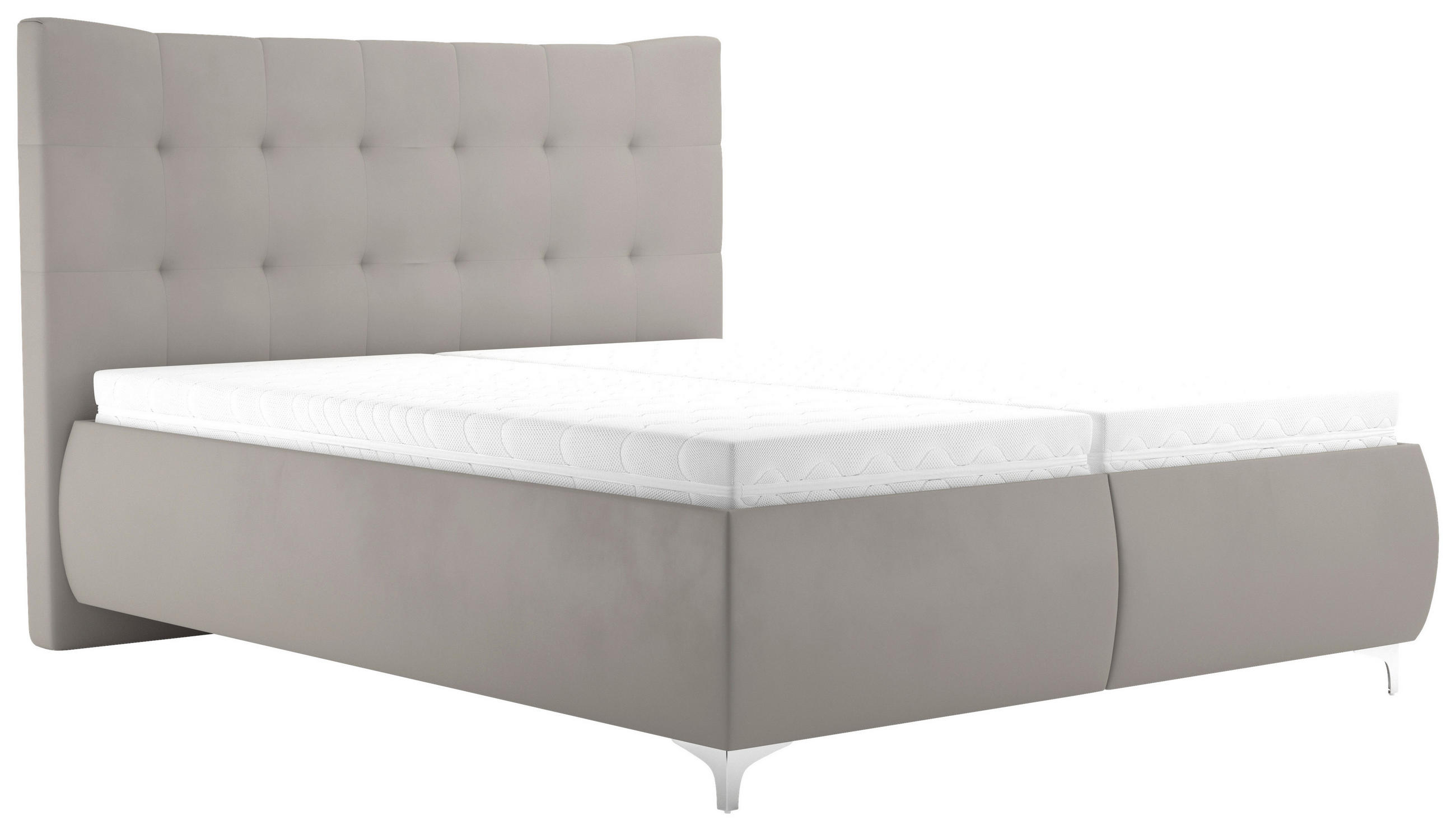 KÁRPITOZOTT ÁGY 160/200 cm  ezüst  - ezüst, Modern, műanyag/faalapú anyag (160/200cm) - Cantus