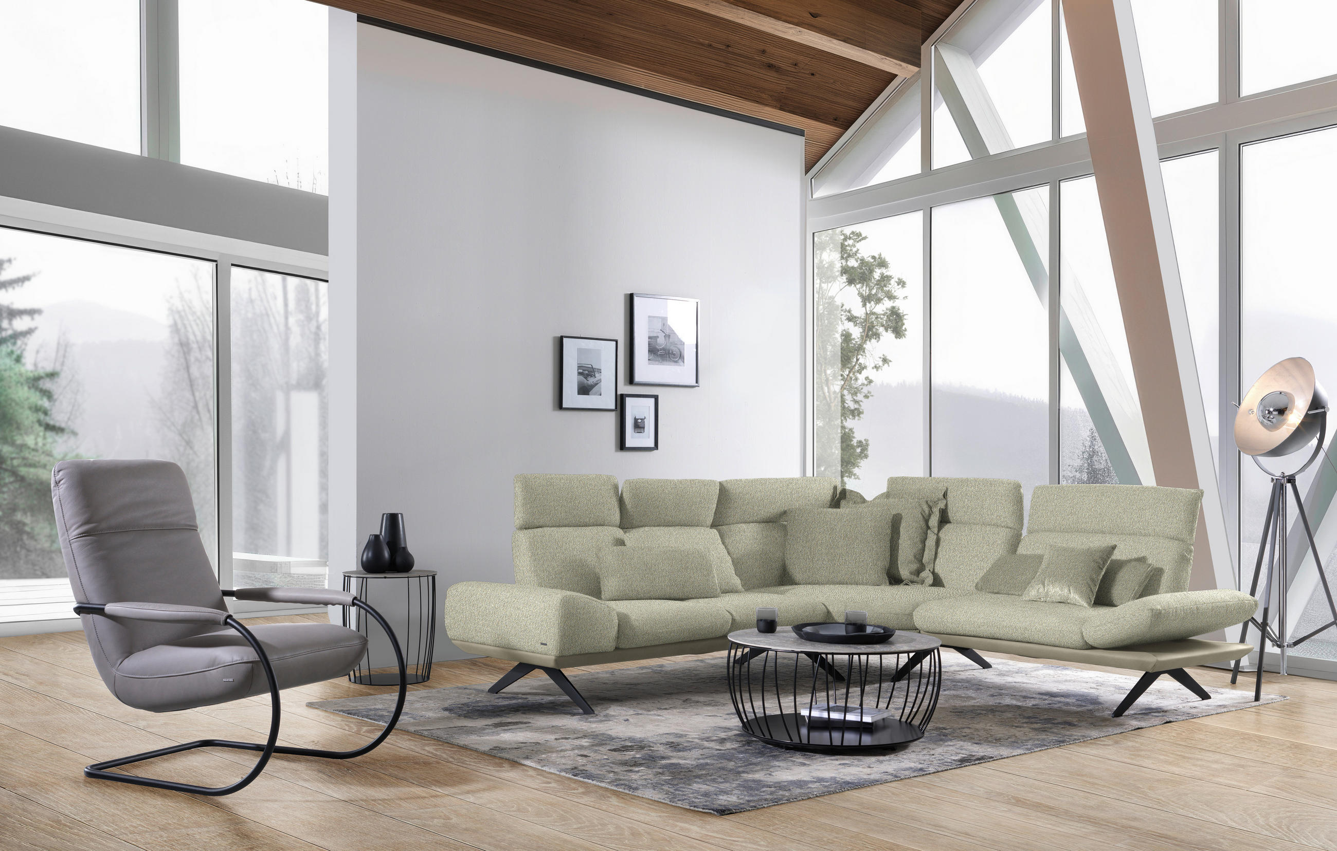 ECKSOFA in Flachgewebe Creme  270/239 cm  - Beige/Creme, Design, Textil/Metall (270/239cm) - Koinor