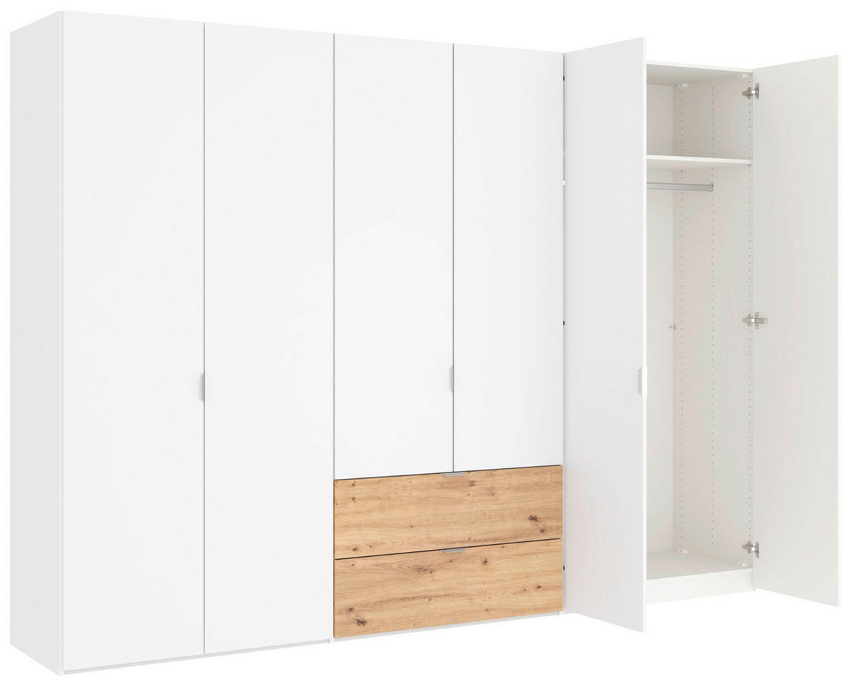 DREHTÜRENSCHRANK  in Weiß, Eiche Artisan  - Edelstahlfarben/Weiß, KONVENTIONELL, Holzwerkstoff/Metall (303/220/59cm) - Jutzler