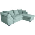 ECKSOFA Salbeigrün Cord  - Salbeigrün/Schwarz, KONVENTIONELL, Textil/Metall (258/168cm) - Carryhome