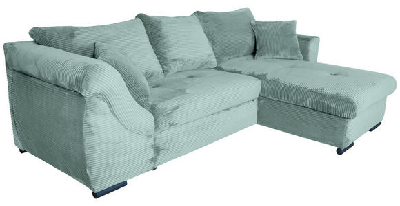 ECKSOFA Salbeigrün Cord  - Salbeigrün/Schwarz, KONVENTIONELL, Textil/Metall (258/168cm) - Carryhome
