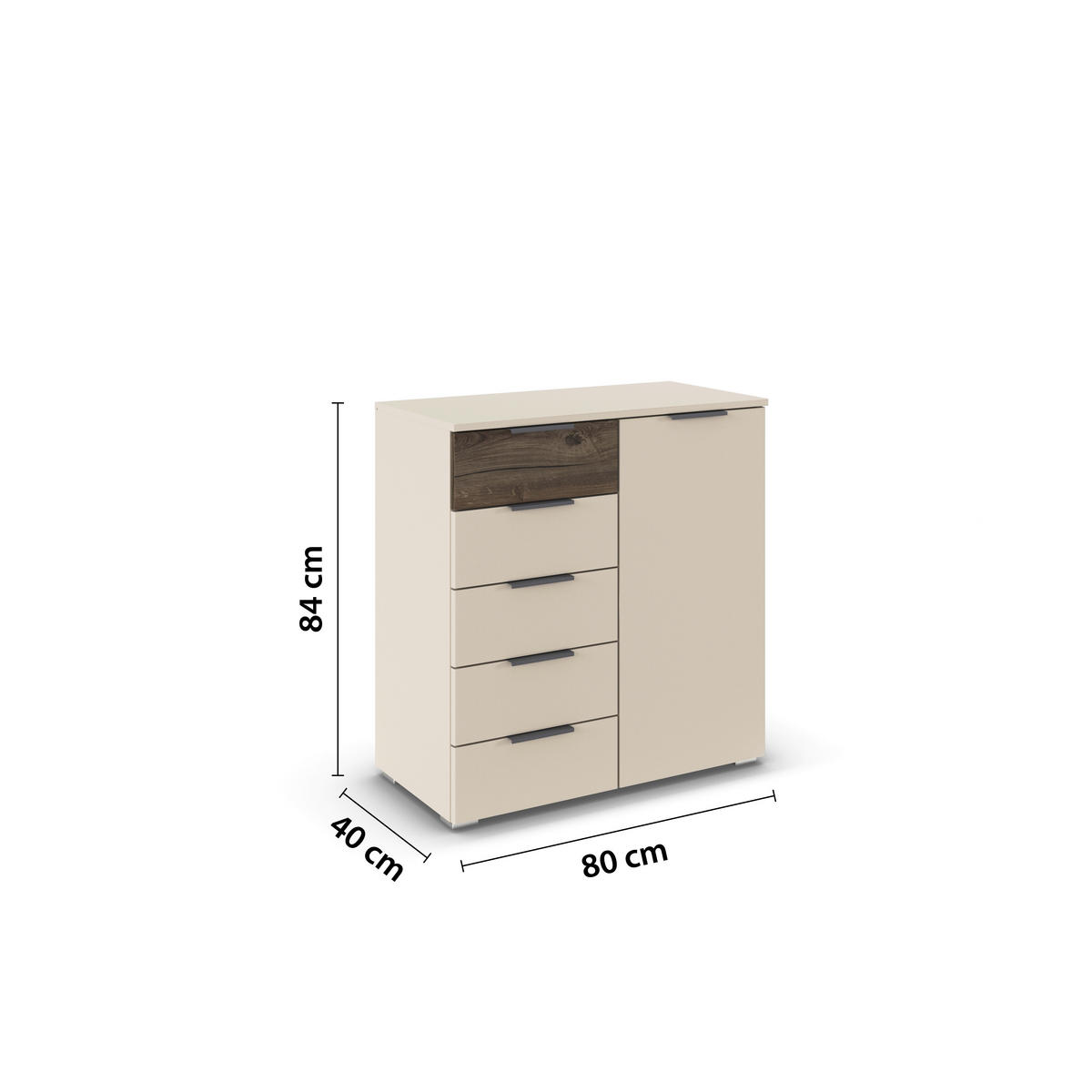 KOMÓD 80/84/40 cm  - Pezsgő/sötét tölgy, Trend, faalapú anyag (80/84/40cm) - Carryhome