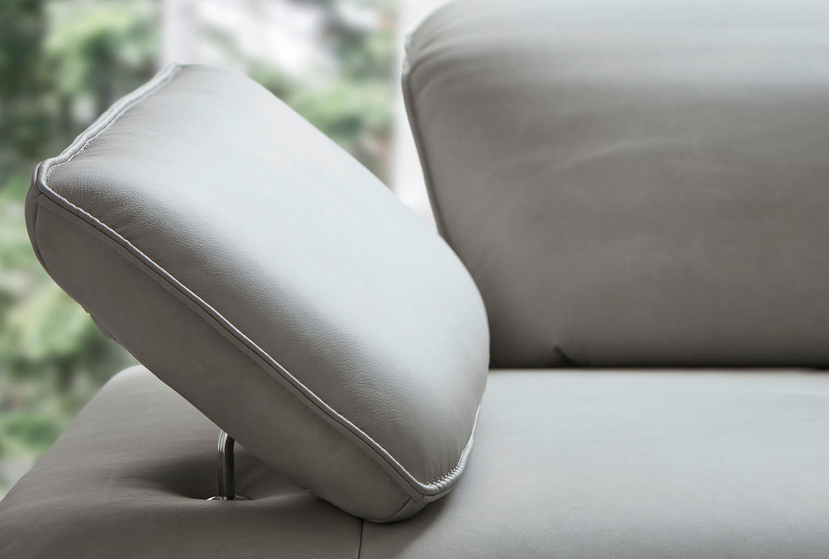 ECKSOFA in Echtleder Greige  - Greige/Anthrazit, Design, Leder/Metall (290/230cm) - Johann Jakob