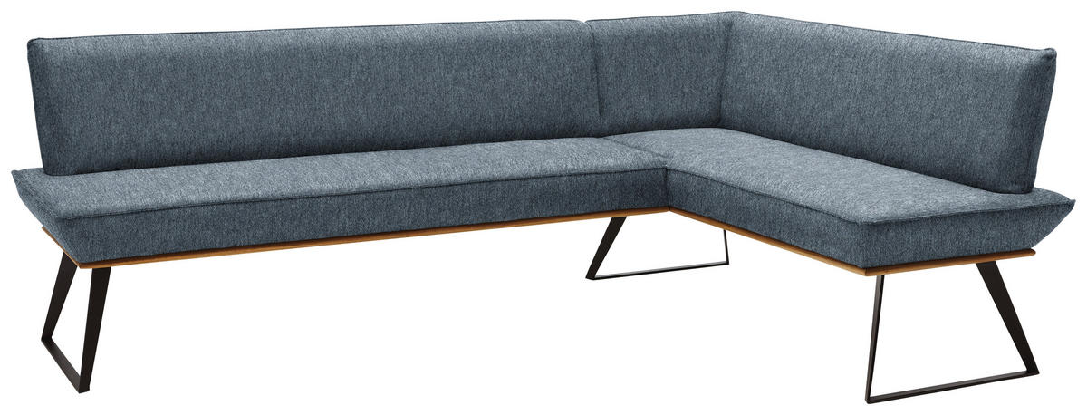 ECKBANK 203/163 cm Webstoff Anthrazit, Schwarz, Eichefarben Eiche massiv Metall   - Eichefarben/Anthrazit, Design, Holz/Textil (203/163cm) - Voleo