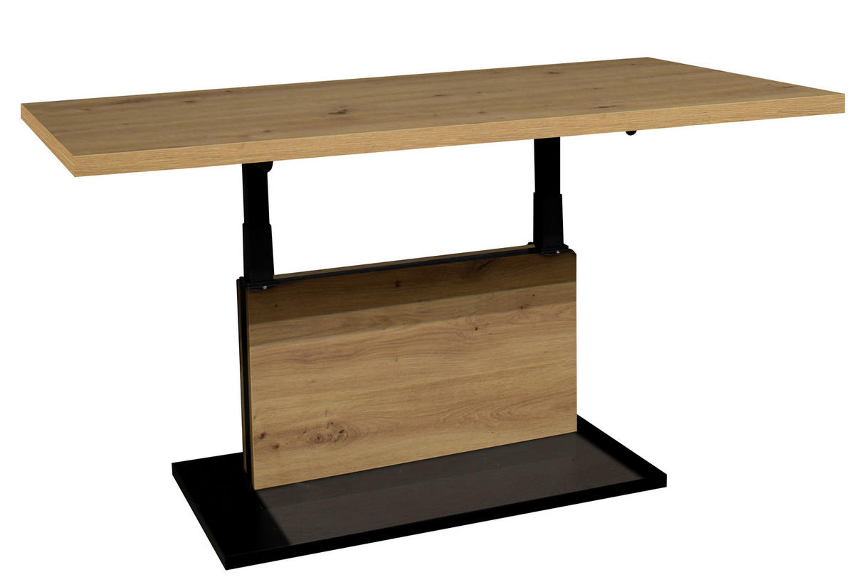 COUCHTISCH Lift rechteckig Schwarz, Eiche Artisan  - Schwarz/Eiche Artisan, Design, Holzwerkstoff/Metall (120/55-69/70cm) - MID.YOU