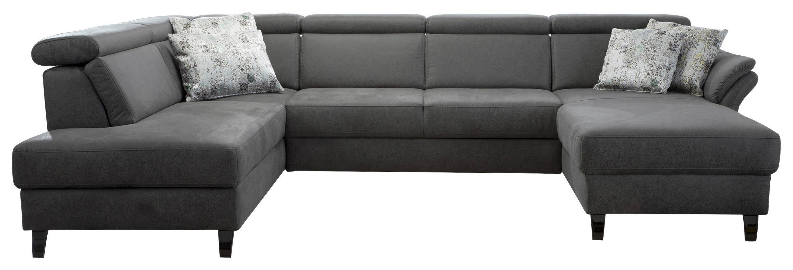 WOHNLANDSCHAFT Anthrazit Mikrofaser  - Anthrazit/Schwarz, KONVENTIONELL, Textil/Metall (193/317/165cm) - Sit & More