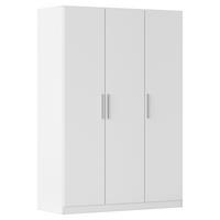 DREHTÜRENSCHRANK 136/197/54 cm,  in Weiß, 3-türig  - Alufarben/Weiß, KONVENTIONELL, Holzwerkstoff/Kunststoff (136/197/54cm) - home24