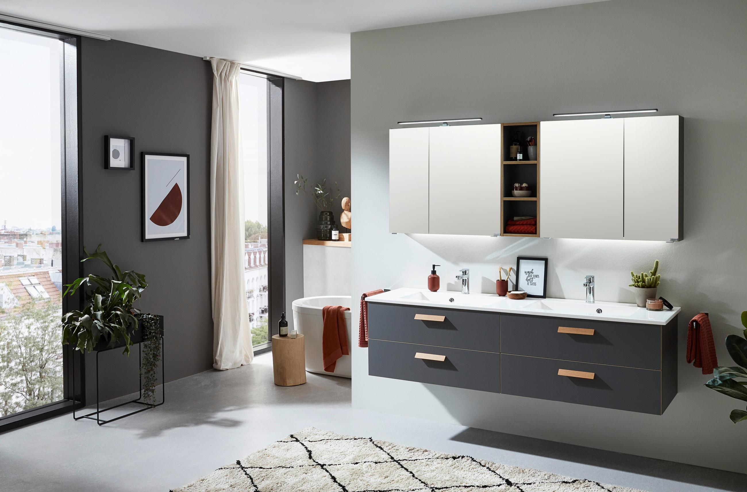 SPIEGELSCHRANK 185/70,3/17,3 cm  - Chromfarben/Eichefarben, KONVENTIONELL, Glas/Holzwerkstoff (185/70,3/17,3cm) - Dieter Knoll