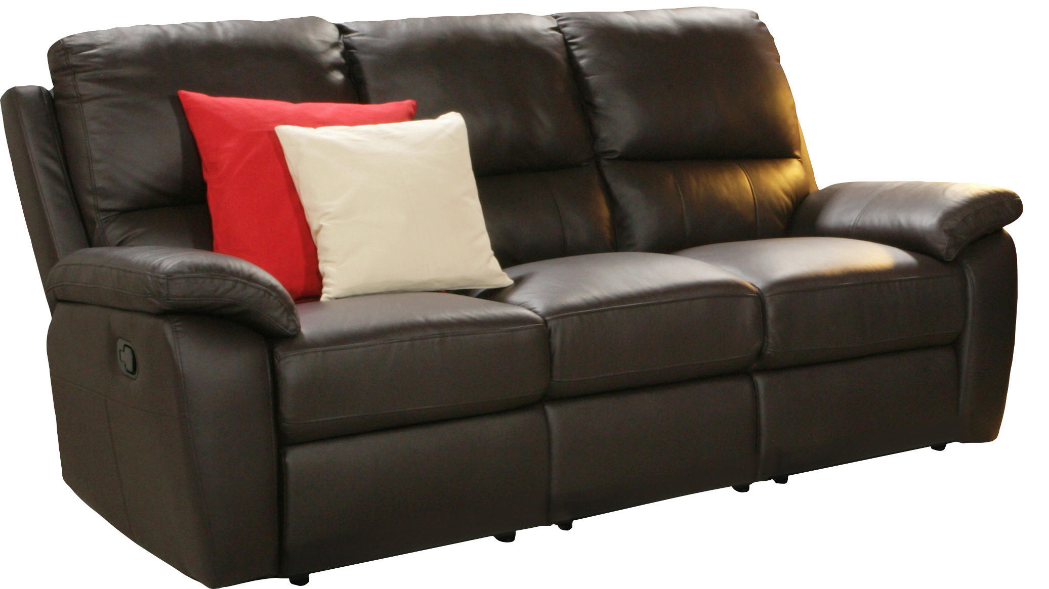 CANAPEA CU 3 LOCURI lemn, textil, piele maro  - maro/negru, Design, plastic/lemn (198/95/99cm) - Cantus