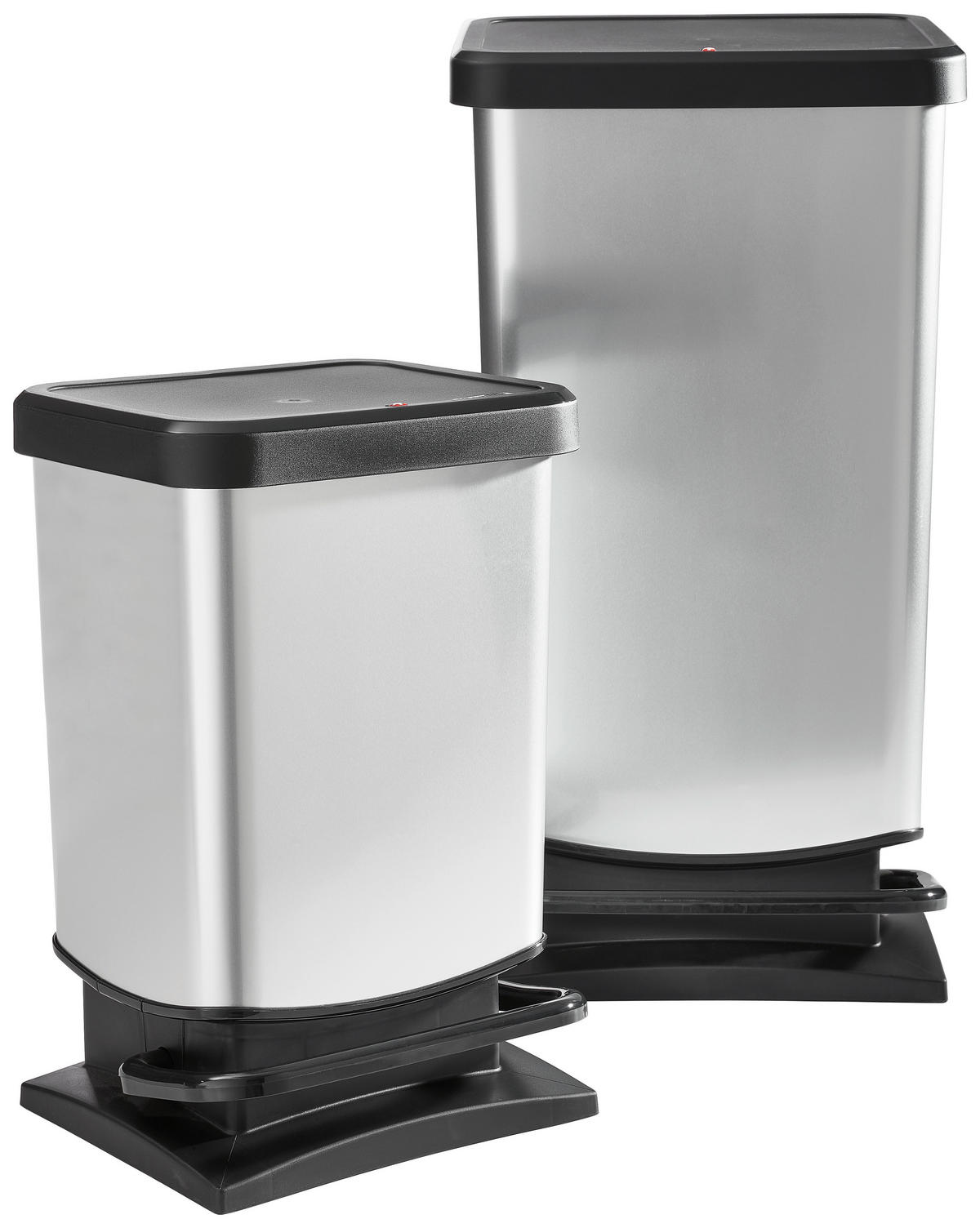 KOŠ ZA SMETI - srebrne barve/črna, Konvencionalno, umetna masa (29.3/26.6/45.7cm) - Rotho