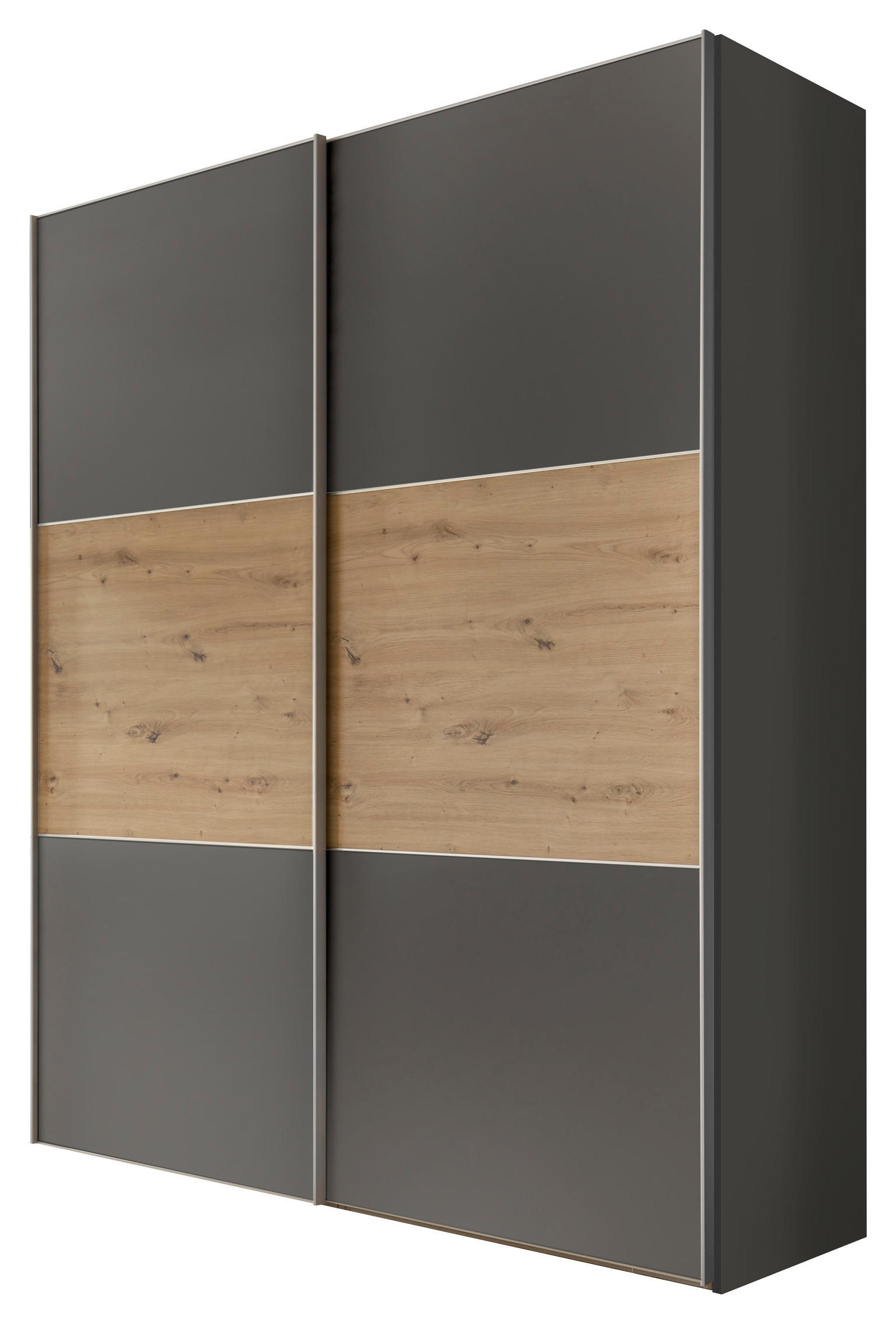 Schwebetürenschrank 188cm Includo Anthrazit/eiche Dekor