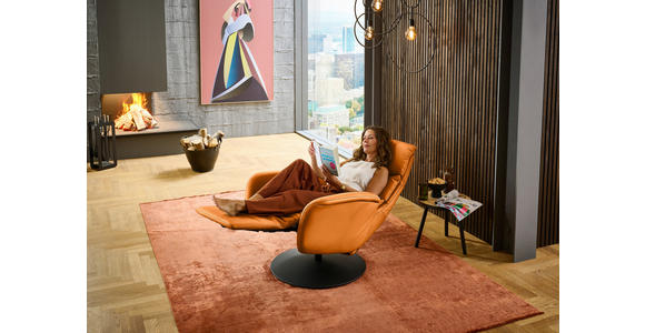 RELAXSESSEL in Leder Orange  - Schwarz/Orange, Design, Leder/Metall (76/108/86cm) - Dieter Knoll