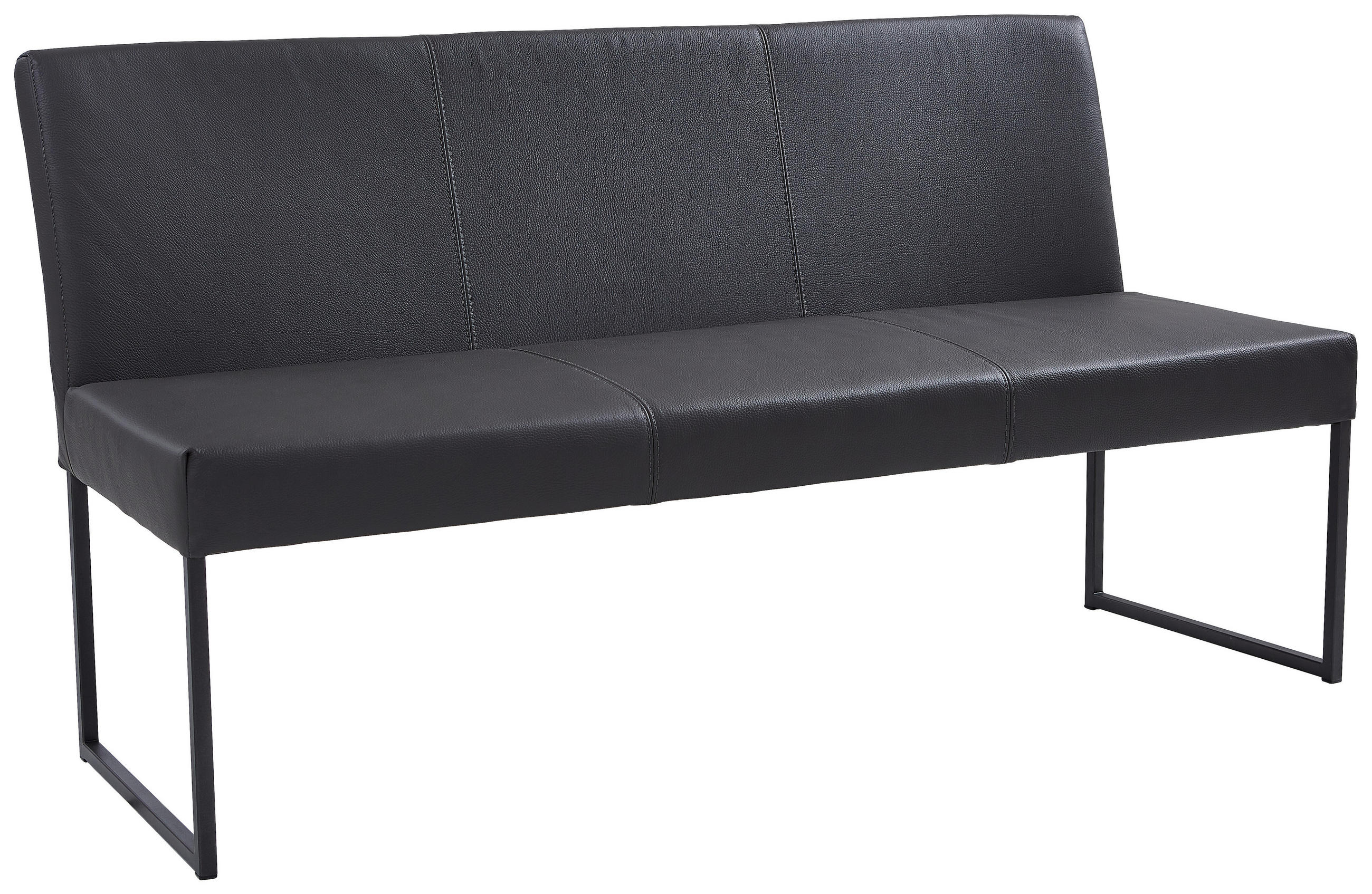 SITZBANK 160/86/62 cm Echtleder Dunkelgrau Metall  - Dunkelgrau/Anthrazit, Design, Leder/Metall (160/86/62cm) - Musterring