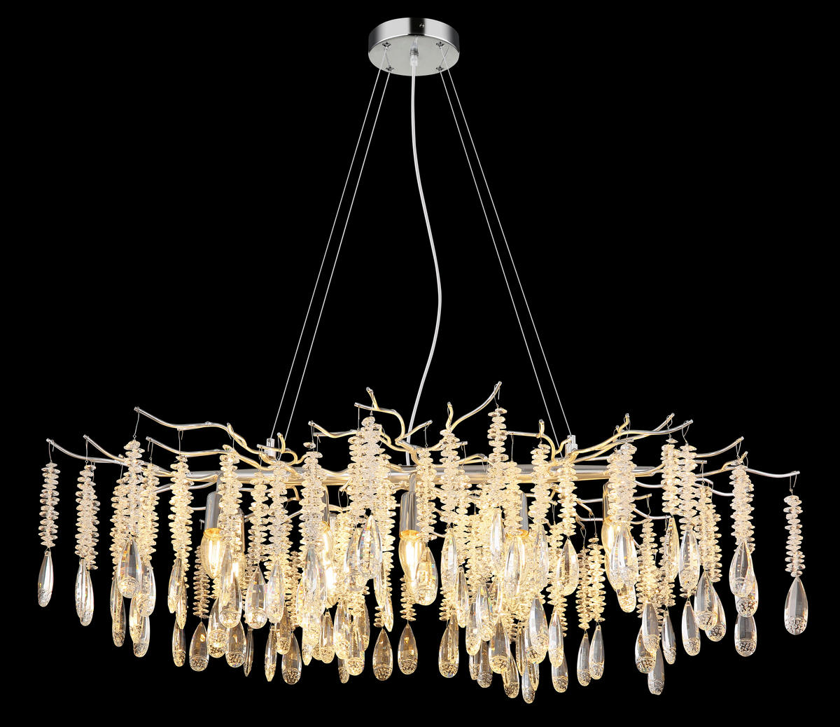 HÄNGELEUCHTE 100/60/120 cm  - Klar/Silberfarben, Design, Glas/Kunststoff (100/60/120cm) - Globo