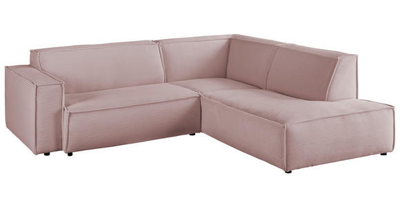 ECKSOFA Rosa Cord  - Schwarz/Rosa, KONVENTIONELL, Kunststoff/Textil (254/224cm) - Hom`in