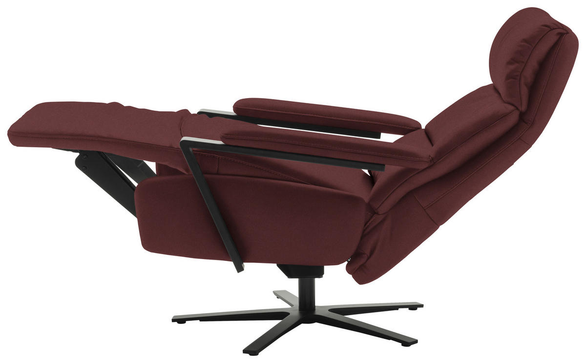 FERNSEHSESSEL in Bordeaux  - Bordeaux/Schwarz, Design, Leder/Metall (74/111/85cm) - Schöner Wohnen
