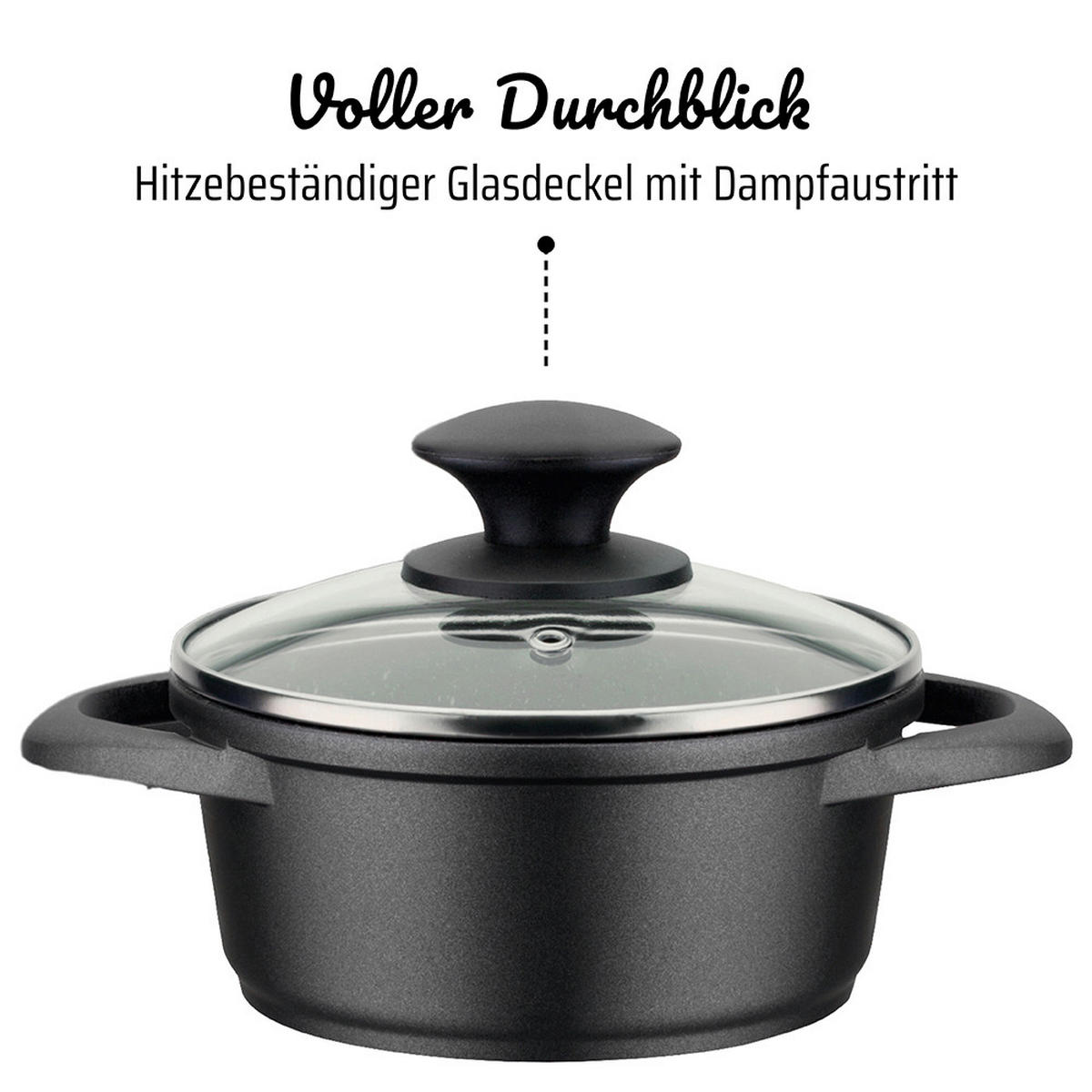 KOCHTOPFSET GOURMET GRANIT 5-teilig  - Schwarz, Basics, Metall - GSW