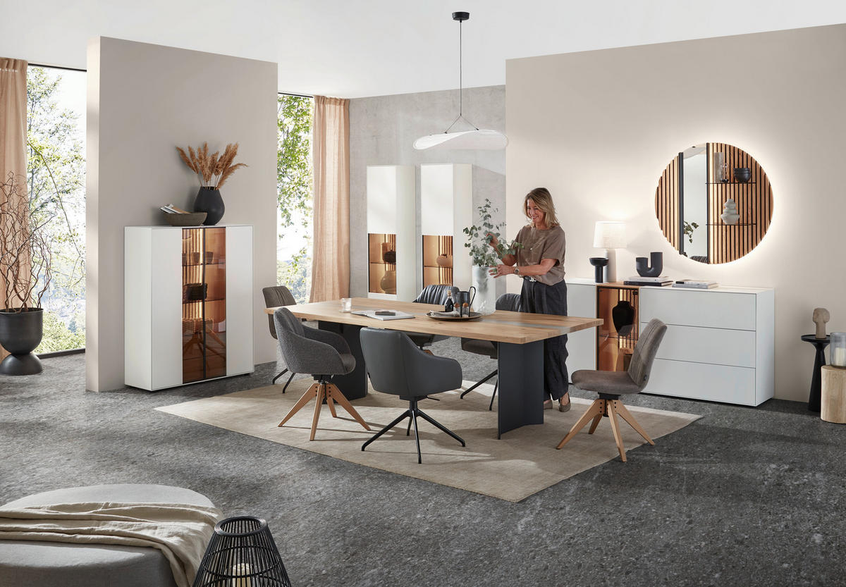 ESSTISCH - Eichefarben/Anthrazit, Natur, Holz (190/95/76cm) - Valnatura