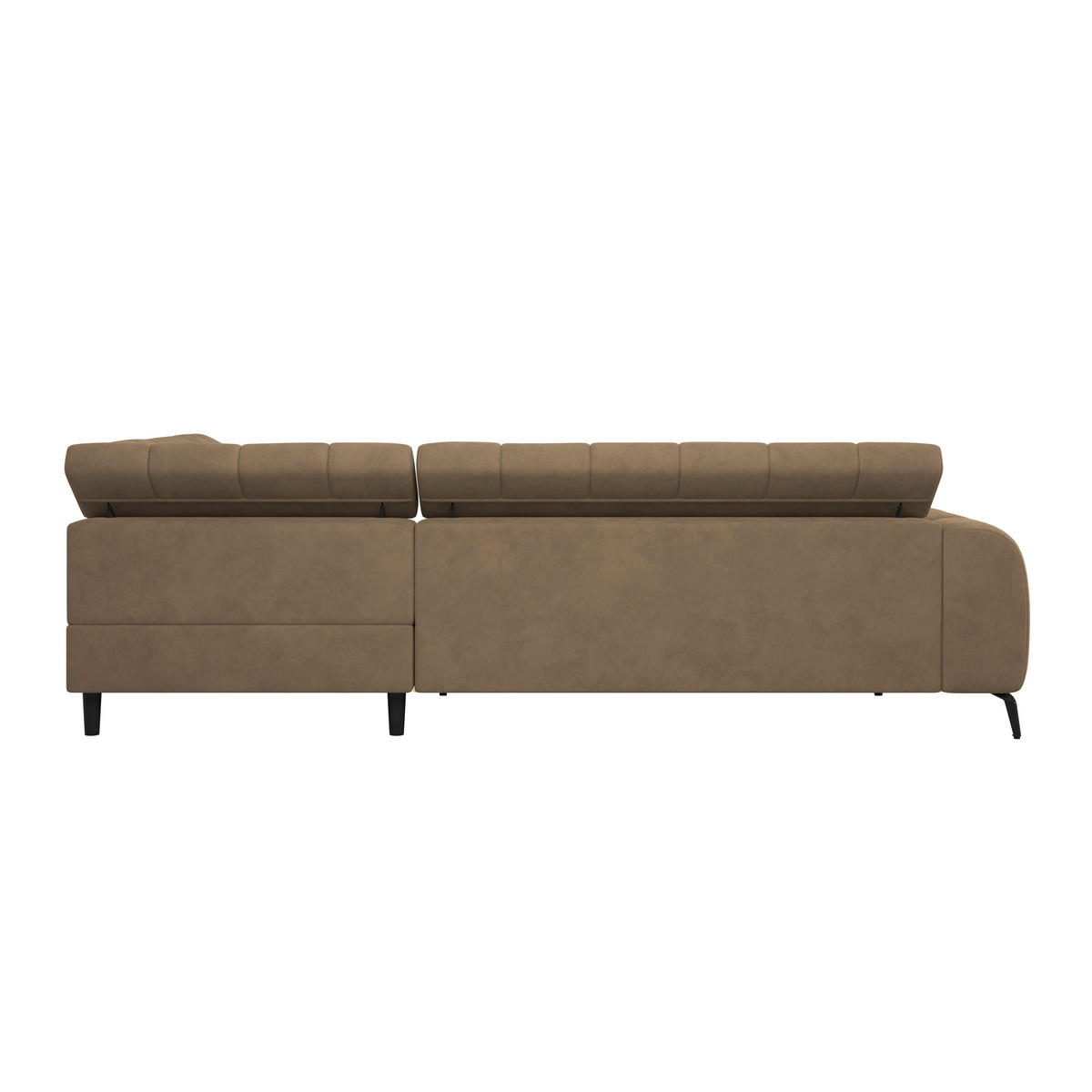 ECKSOFA Khaki Bettkasten, Rücken echt, Kopfteilverstellung  - Khaki/Schwarz, Trend, Kunststoff/Textil (261/203cm) - Livetastic