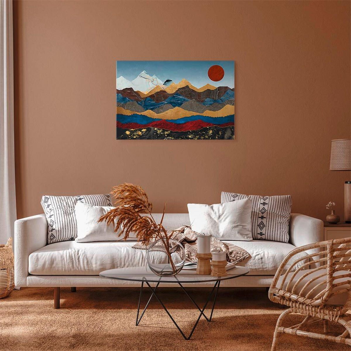 LEINWANDBILD Landschaft & Natur, Abstraktes, Berge, Strukturen 90/60/1,2 cm  - Blau/Multicolor, Basics, Holz/Textil (90/60/1,2cm) - artgeist