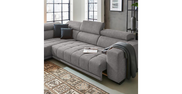 ECKSOFA in Mikrofaser Hellgrau  - Hellgrau/Schwarz, Design, Textil/Metall (207/301cm) - Xora