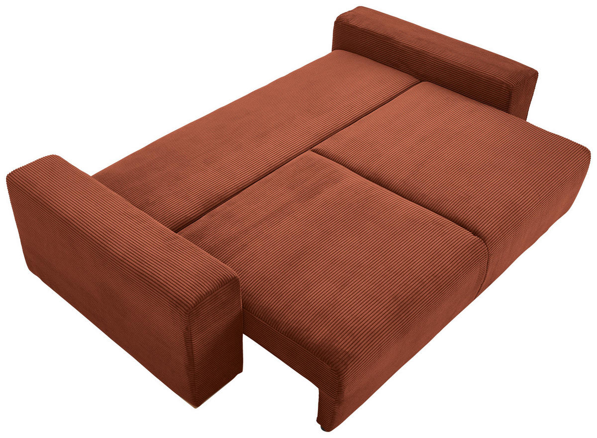 SCHLAFSOFA in Cord Kupferfarben  - Buchefarben/Schwarz, Konventionell, Holz/Kunststoff (255/86/123cm) - Livetastic