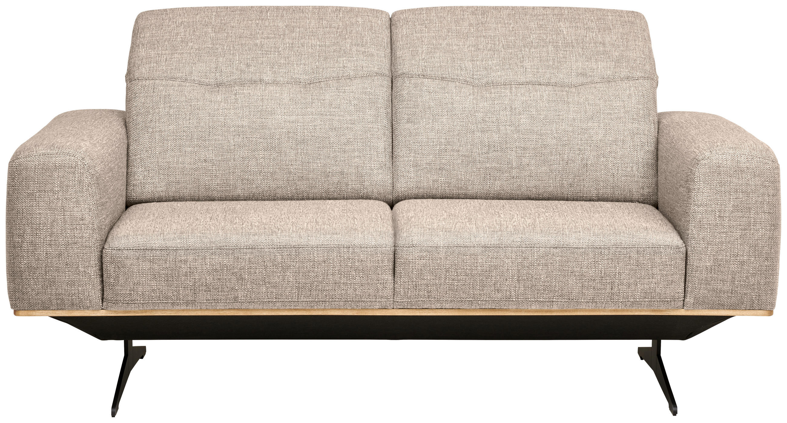 2-SITZER-SOFA in Struktur Sandfarben  - Sandfarben/Schwarz, Design, Textil/Metall (174/76-97/102cm) - Novel