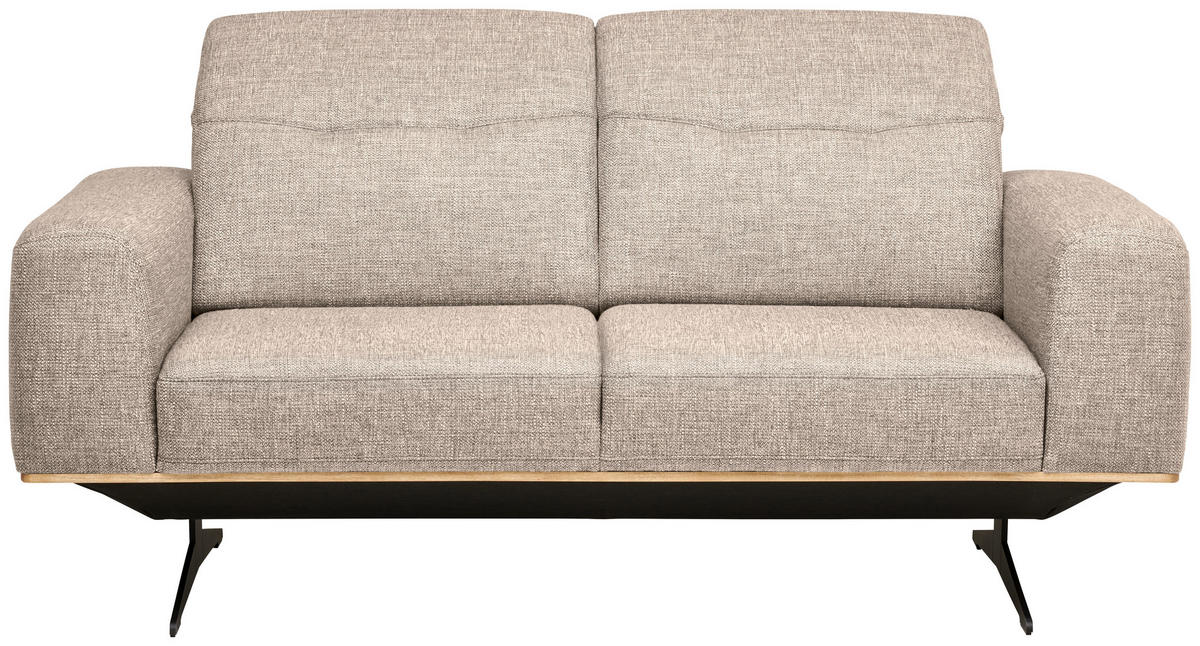 2-SITZER-SOFA in Struktur Sandfarben  - Sandfarben/Schwarz, Design, Textil/Metall (174/76-97/102cm) - Novel