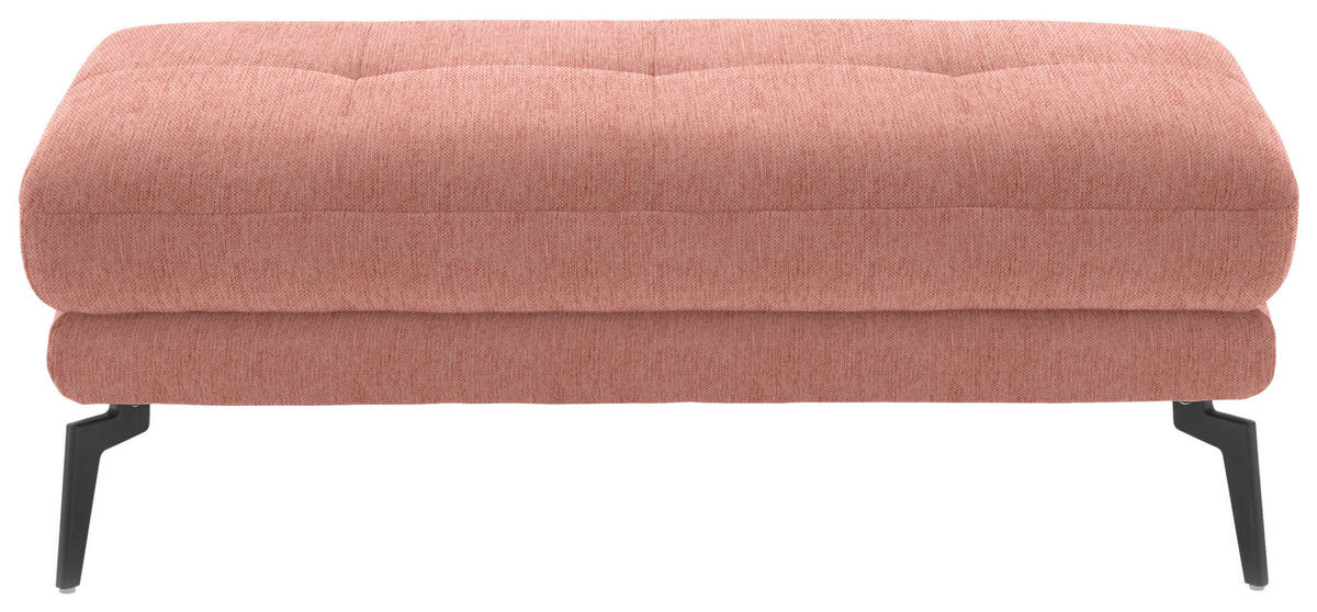 HOCKER in Textil Altrosa  - Schwarz/Altrosa, Design, Textil/Metall (132/45/68cm) - Beldomo Style