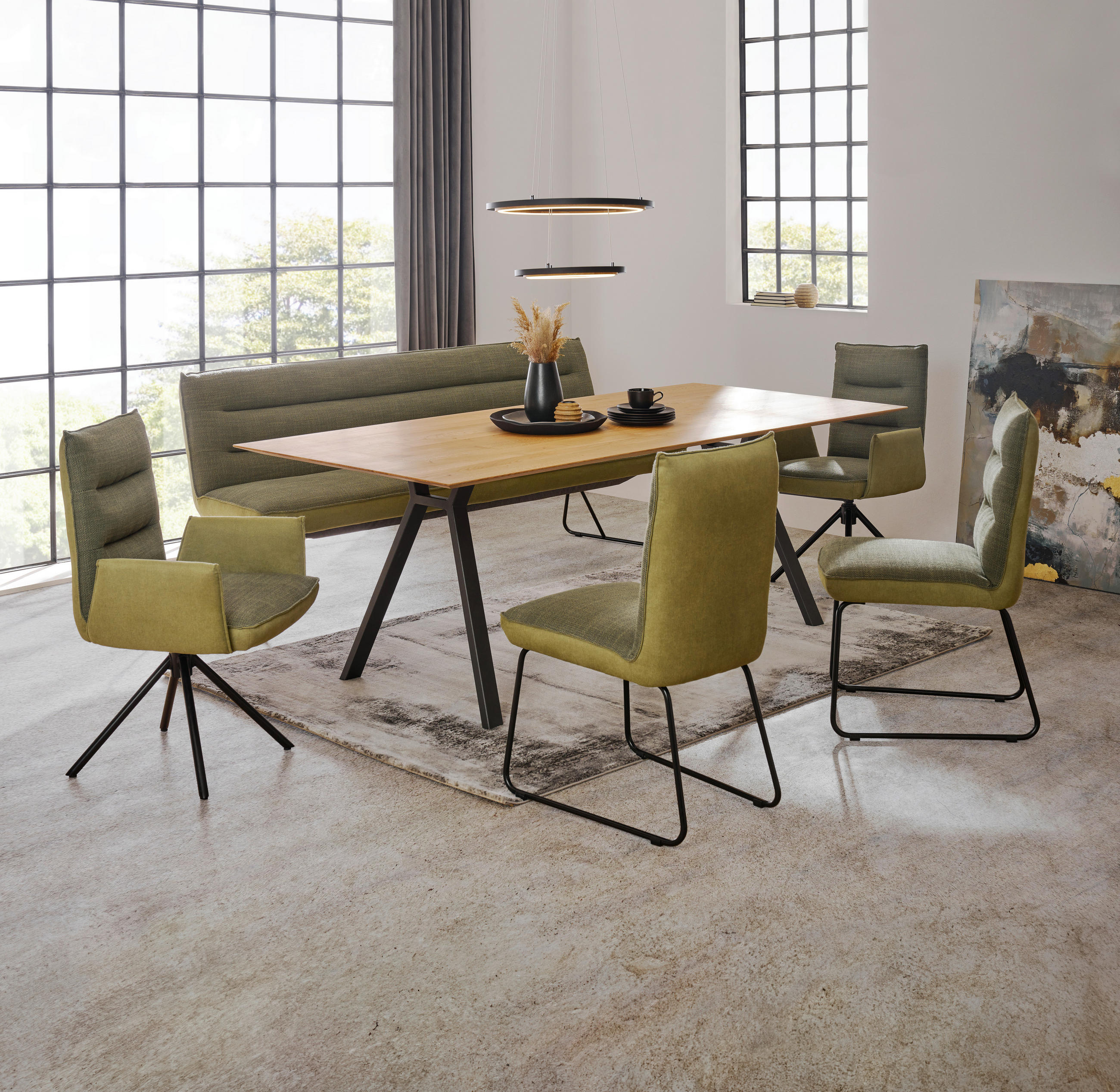ESSTISCH in Holz, Metall 220/100/77 cm  - Eichefarben/Anthrazit, Design, Holz/Metall (220/100/77cm) - Dieter Knoll