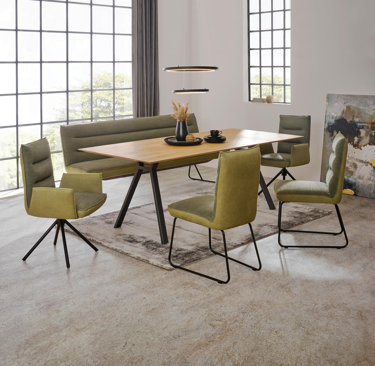 ESSTISCH in Holz, Metall 220/100/77 cm  - Eichefarben/Anthrazit, Design, Holz/Metall (220/100/77cm) - Dieter Knoll