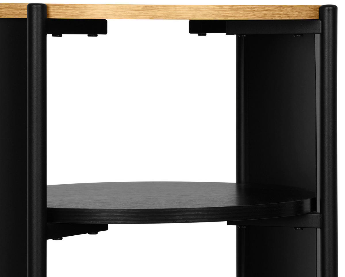 BEISTELLTISCH 44/44/60 cm Naturfarben, Schwarz rund  - Schwarz/Naturfarben, Trend, Holzwerkstoff/Metall (44/44/60cm) - Xora