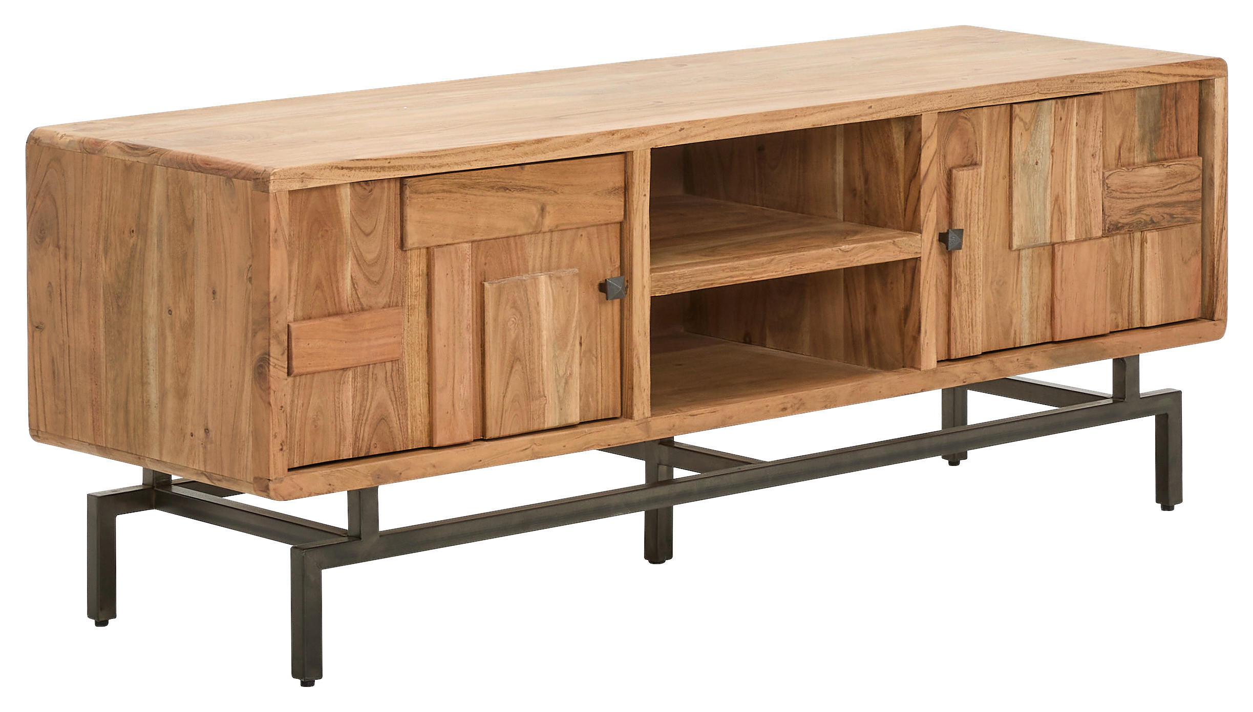 NIZKA OMARICA barve akacije  - temno siva/naravne barve, Natur, kovina/les (148/55/45cm) - MID.YOU