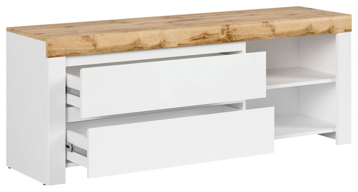 TV KOMODA bela, hrast wotan  - hrast wotan/bela, Dizajnerski, pločasti materijal/plastika (156/60,5/42cm) - Carryhome