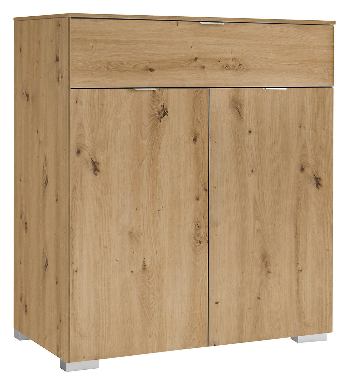 KOMMODE , 80/96/40 cm, 1 Schublade(n)  - Alufarben/Eiche Artisan, Holzwerkstoff/Kunststoff (80/96/40cm) - Moderano