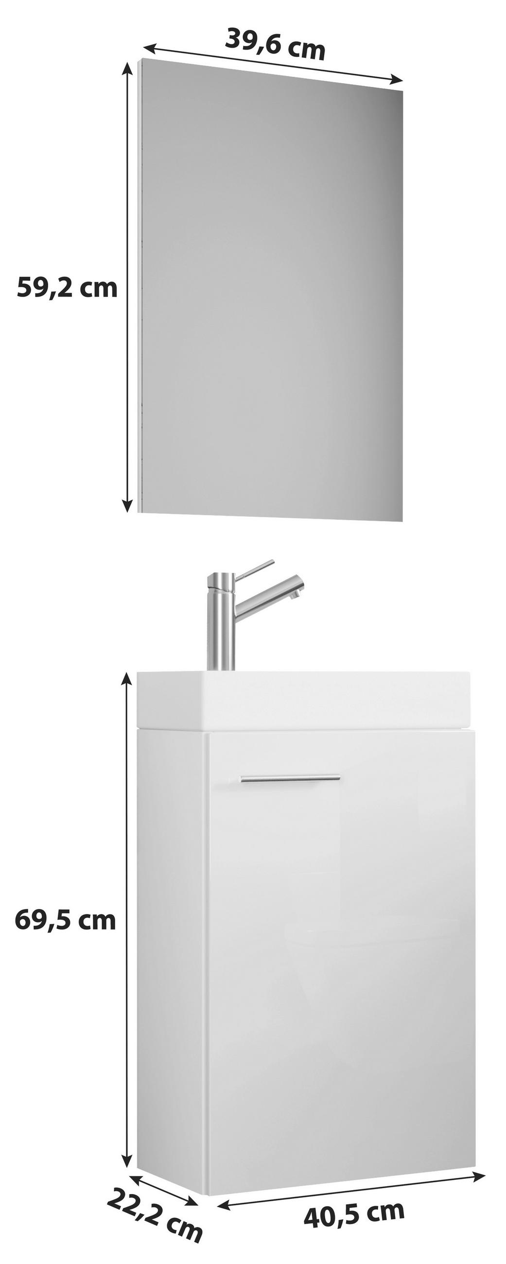 GÄSTEBAD - Weiss/Schwarz, Modern, Keramik/Holzwerkstoff (40cm) - MID.YOU