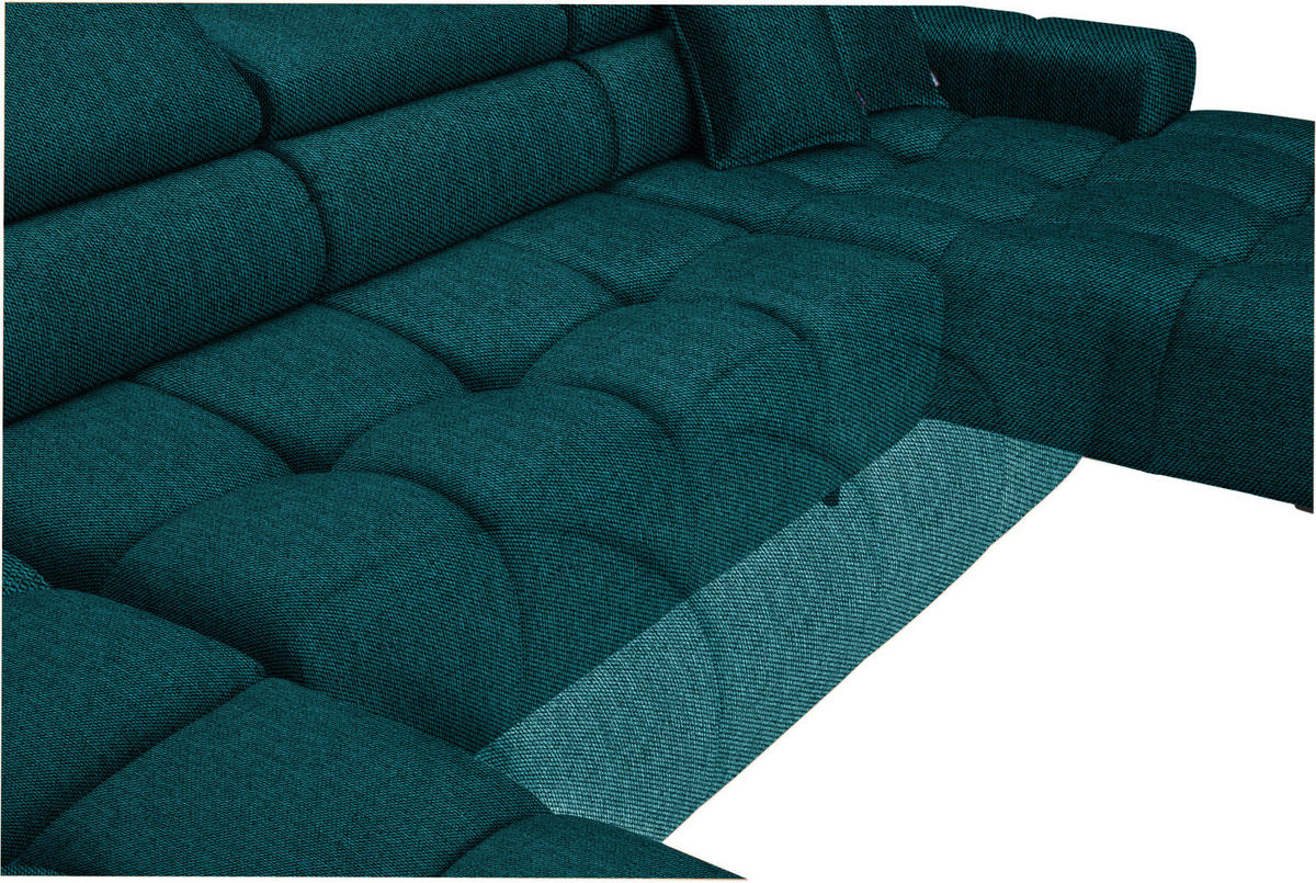 WOHNLANDSCHAFT in Webstoff Petrol  - Petrol/Schwarz, Design, Textil/Metall (216/385/177cm) - Welnova