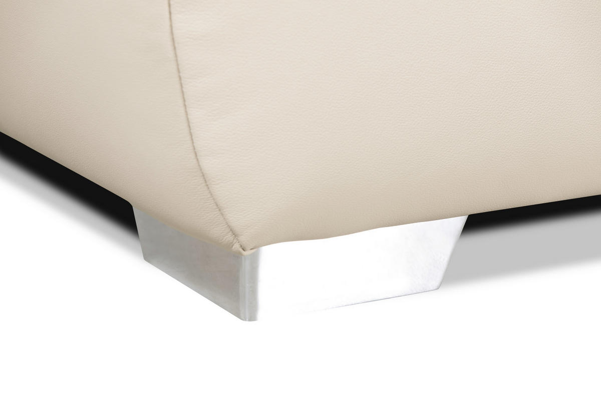 SCHLAFSOFA Beige Echtleder  - Chromfarben/Beige, KONVENTIONELL, Leder/Metall (195/85/90cm) - Livetastic