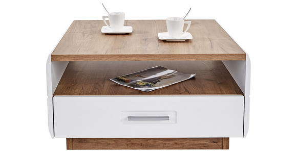 Couchtisch Holz mit Lade + Ablagefächer Avensis, Dekor - Eichefarben/Weiß, MODERN, Holzwerkstoff (75/40/75cm) - Luca Bessoni